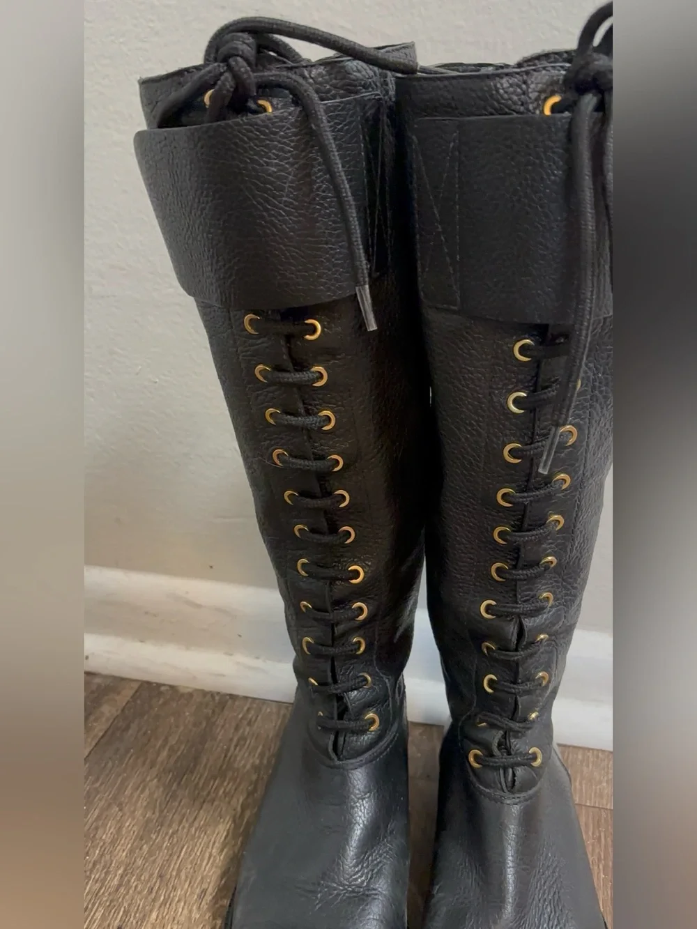 Tory Burch Leather Knee-High Combat Boots